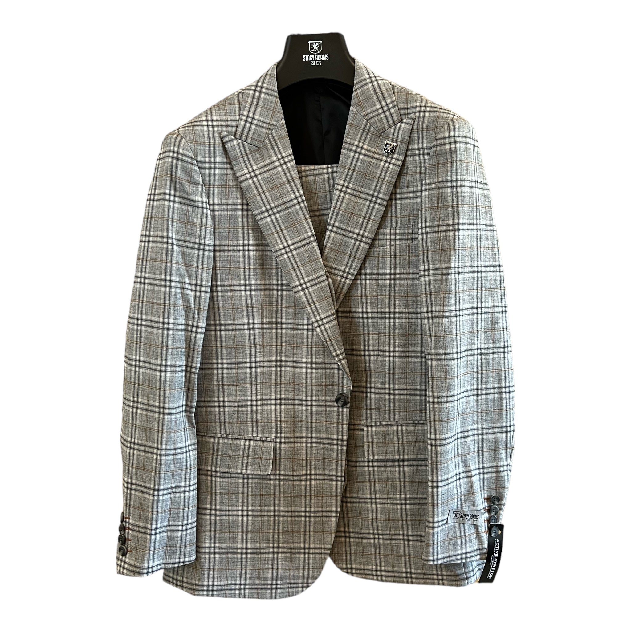 STACY ADAMS: Window Plaid 3pc. Suit SM185H